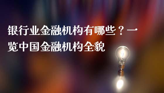 银行业金融机构有哪些？一览中国金融机构全貌_https://www.qmgjg.com_恒生指数期货_第1张