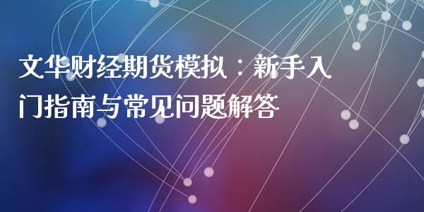 文华财经期货模拟：新手入门指南与常见问题解答_https://www.qmgjg.com_恒生指数期货_第1张