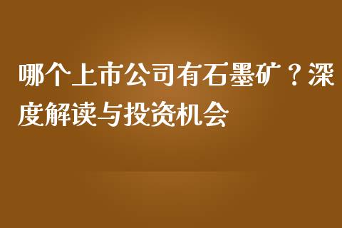 哪个上市公司有石墨矿？深度解读与投资机会_https://www.qmgjg.com_香港恒生指数_第1张