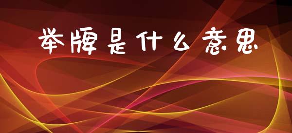 举牌是什么意思_https://www.qmgjg.com_恒生指数是什么_第1张
