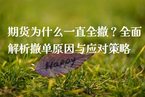 期货为什么一直全撤？全面解析撤单原因与应对策略_https://www.qmgjg.com_香港恒生指数_第1张