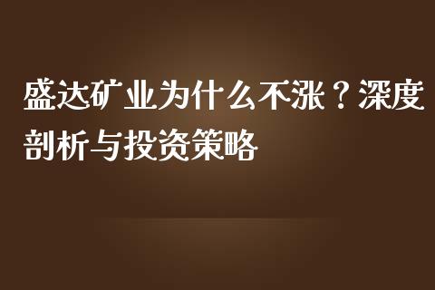 盛达矿业为什么不涨?深度剖析与投资策略_恒生指数期货_第1张_香港恒生指数_恒生指数期货_港股恒生指数_恒生指数是什么 盛达矿业为什么不涨?深度剖析与投资策略_https://www.qmgjg.com_恒生指数期货_第1张