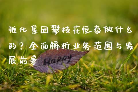 雅化集团攀枝花恒泰做什么的？全面解析业务范围与发展前景_https://www.qmgjg.com_恒生指数是什么_第1张