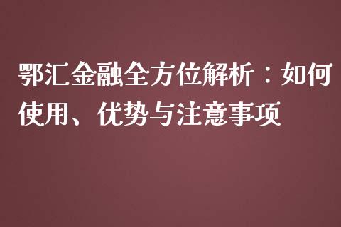 鄂汇金融全方位解析：如何使用、优势与注意事项_https://www.qmgjg.com_港股恒生指数_第1张