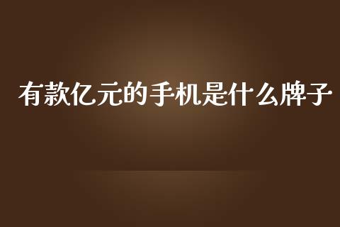 有款亿元的手机是什么牌子_https://www.qmgjg.com_恒生指数期货_第1张