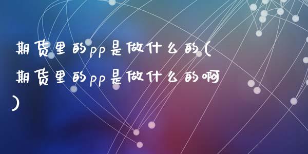期货里的pp是做什么的(期货里的pp是做什么的啊)_https://www.qmgjg.com_港股恒生指数_第1张