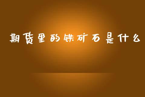 期货里的铁矿石是什么_https://www.qmgjg.com_恒生指数期货_第1张