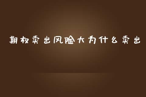 期权卖出风险大为什么卖出_https://www.qmgjg.com_恒生指数期货_第1张