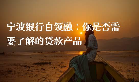 宁波银行白领融：你是否需要了解的贷款产品_https://www.qmgjg.com_恒生指数期货_第1张
