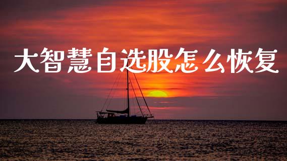 大智慧自选股怎么恢复_https://www.qmgjg.com_恒生指数期货_第1张