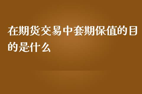 在期货交易中套期保值的目的是什么_https://www.qmgjg.com_香港恒生指数_第1张