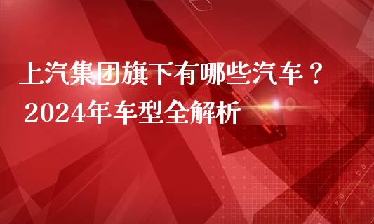 上汽集团旗下有哪些汽车？ 2024年车型全解析_https://www.qmgjg.com_恒生指数是什么_第1张
