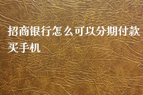 招商银行怎么可以分期付款买手机_https://www.qmgjg.com_恒生指数期货_第1张
