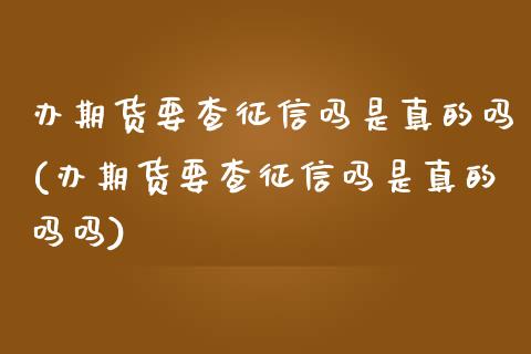 办期货要查征信吗是真的吗(办期货要查征信吗是真的吗吗)_https://www.qmgjg.com_恒生指数期货_第1张