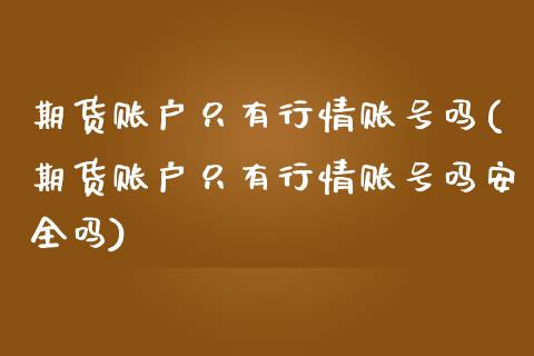期货账户只有行情账号吗(期货账户只有行情账号吗安全吗)_https://www.qmgjg.com_恒生指数期货_第1张