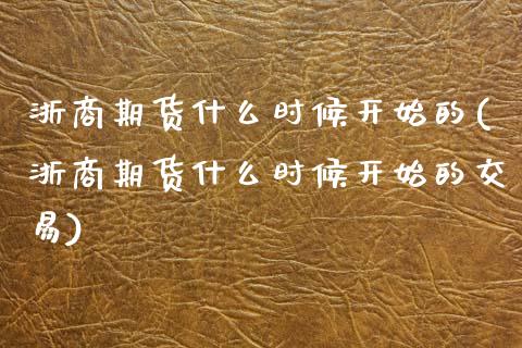 浙商期货什么时候开始的(浙商期货什么时候开始的交易)_https://www.qmgjg.com_恒生指数是什么_第1张