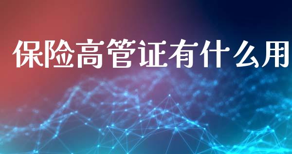 保险高管证有什么用_https://www.qmgjg.com_港股恒生指数_第1张