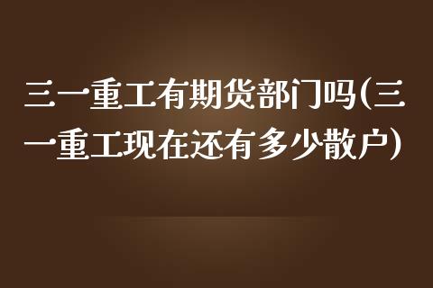三一重工有期货部门吗(三一重工现在还有多少散户)_https://www.qmgjg.com_香港恒生指数_第1张