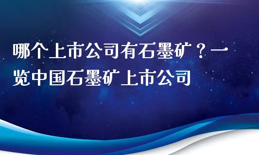 哪个上市公司有石墨矿？一览中国石墨矿上市公司_https://www.qmgjg.com_香港恒生指数_第1张