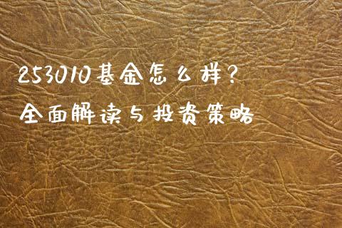 253010基金怎么样？全面解读与投资策略_https://www.qmgjg.com_香港恒生指数_第1张