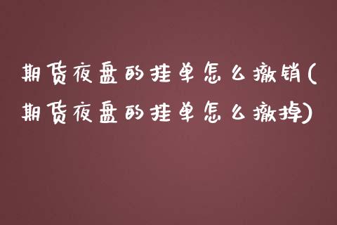 期货夜盘的挂单怎么撤销(期货夜盘的挂单怎么撤掉)_https://www.qmgjg.com_港股恒生指数_第1张