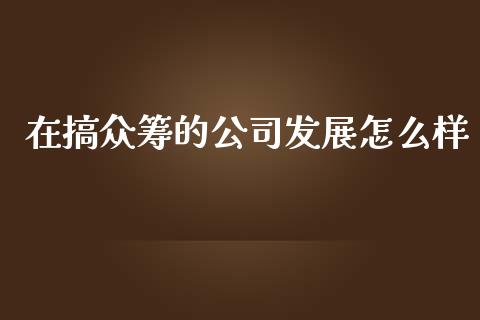 在搞众筹的公司发展怎么样_https://www.qmgjg.com_恒生指数期货_第1张