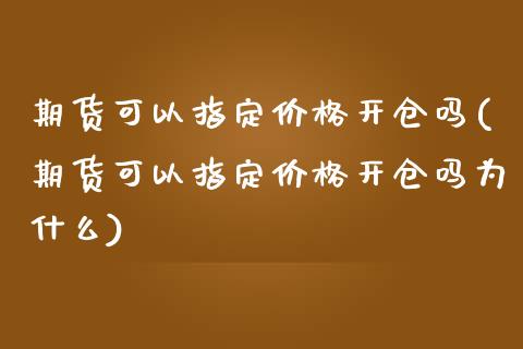 期货可以指定价格开仓吗(期货可以指定价格开仓吗为什么)_https://www.qmgjg.com_香港恒生指数_第1张