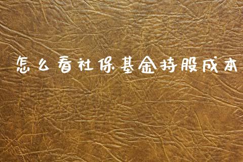 怎么看社保基金持股成本_https://www.qmgjg.com_香港恒生指数_第1张