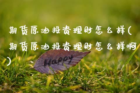 期货原油投资理财怎么样(期货原油投资理财怎么样啊)_https://www.qmgjg.com_恒生指数期货_第1张