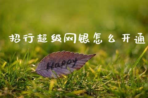 招行超级网银怎么开通_https://www.qmgjg.com_港股恒生指数_第1张