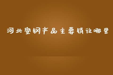 河北宣钢产品主要销往哪里_https://www.qmgjg.com_恒生指数期货_第1张