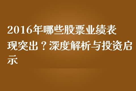 2016年哪些股票业绩表现突出？深度解析与投资启示_https://www.qmgjg.com_恒生指数是什么_第1张