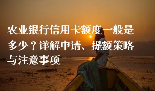 农业银行信用卡额度一般是多少？详解申请、提额策略与注意事项_https://www.qmgjg.com_港股恒生指数_第1张