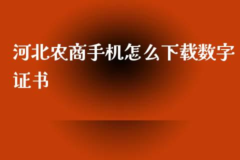 河北农商手机怎么下载数字证书_https://www.qmgjg.com_港股恒生指数_第1张