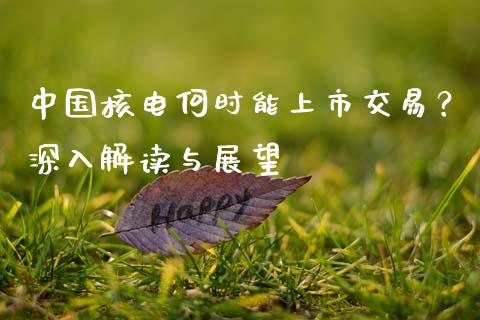 中国核电何时能上市交易？深入解读与展望_https://www.qmgjg.com_恒生指数期货_第1张