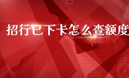 招行已下卡怎么查额度_https://www.qmgjg.com_恒生指数是什么_第1张