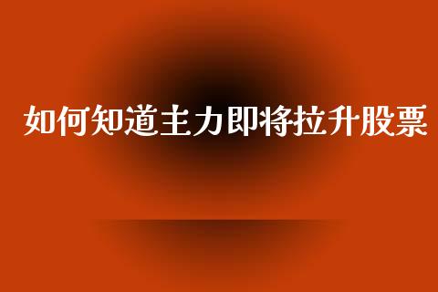如何知道主力即将拉升股票_https://www.qmgjg.com_恒生指数是什么_第1张