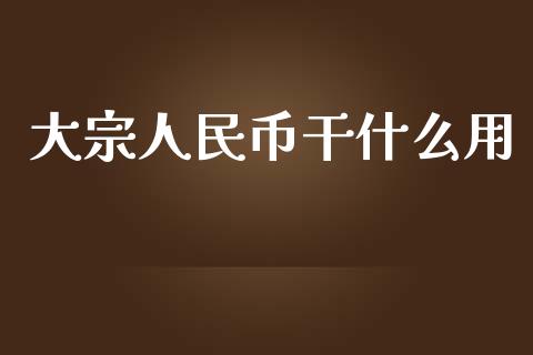 大宗人民币干什么用_https://www.qmgjg.com_恒生指数是什么_第1张