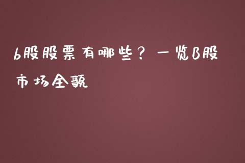 b股股票有哪些？一览B股市场全貌_https://www.qmgjg.com_香港恒生指数_第1张