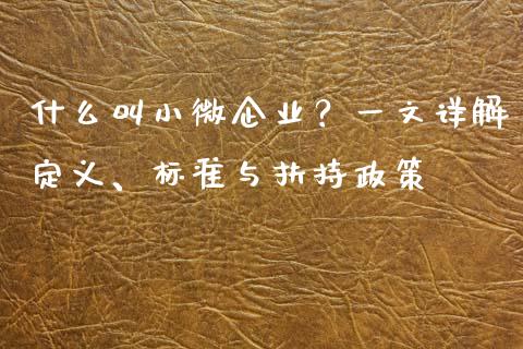 什么叫小微企业？一文详解定义、标准与扶持政策_https://www.qmgjg.com_港股恒生指数_第1张