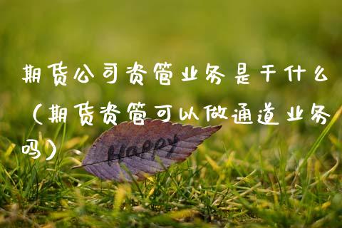 期货公司资管业务是干什么（期货资管可以做通道业务吗）_https://www.qmgjg.com_恒生指数是什么_第1张