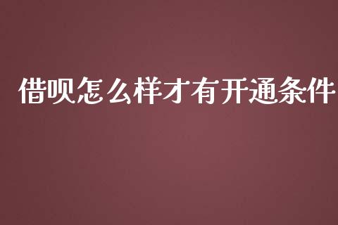 借呗怎么样才有开通条件_https://www.qmgjg.com_恒生指数期货_第1张