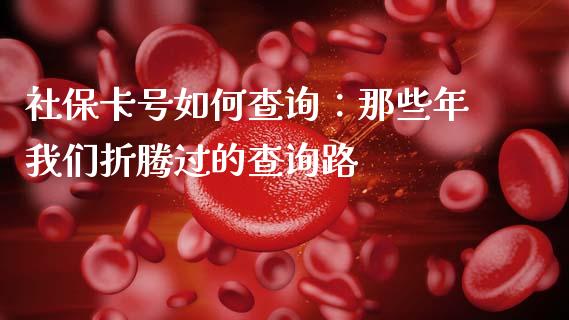 社保卡号如何查询：那些年我们折腾过的查询路_https://www.qmgjg.com_港股恒生指数_第1张