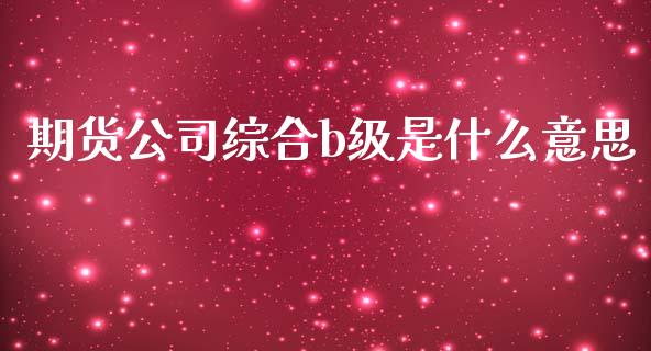 期货公司综合b级是什么意思_https://www.qmgjg.com_恒生指数期货_第1张