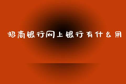 招商银行网上银行有什么用_https://www.qmgjg.com_恒生指数是什么_第1张