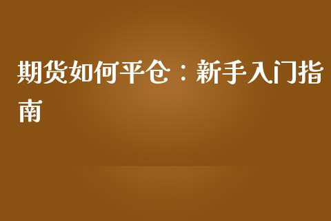 期货如何平仓：新手入门指南_https://www.qmgjg.com_恒生指数期货_第1张