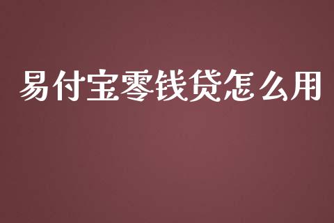 易付宝零钱贷怎么用_https://www.qmgjg.com_恒生指数期货_第1张