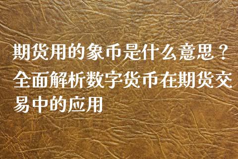 期货用的象币是什么意思？全面解析数字货币在期货交易中的应用_https://www.qmgjg.com_恒生指数期货_第1张