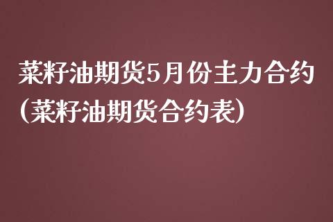 菜籽油期货5月份主力合约(菜籽油期货合约表)_https://www.qmgjg.com_港股恒生指数_第1张