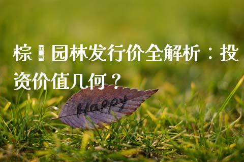棕榈园林发行价全解析：投资价值几何？_https://www.qmgjg.com_恒生指数是什么_第1张